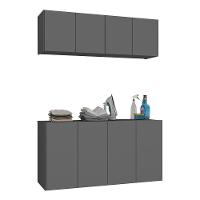 Conjunto Lavanderia Suspenso Multiuso Armário Aéreo E Balcão Mp5052 Grafite Grafite - 1