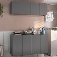 Conjunto Lavanderia Suspenso Multiuso Armário Aéreo E Balcão Mp5052 Grafite Grafite - 2