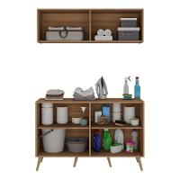 Conjunto Lavanderia Retrô Multiuso Armário Aéreo E Balcão Mp5053 Rustic natural