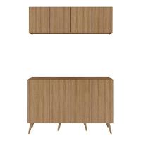 Conjunto Lavanderia Retrô Multiuso Armário Aéreo E Balcão Mp5053 Rustic natural - 5