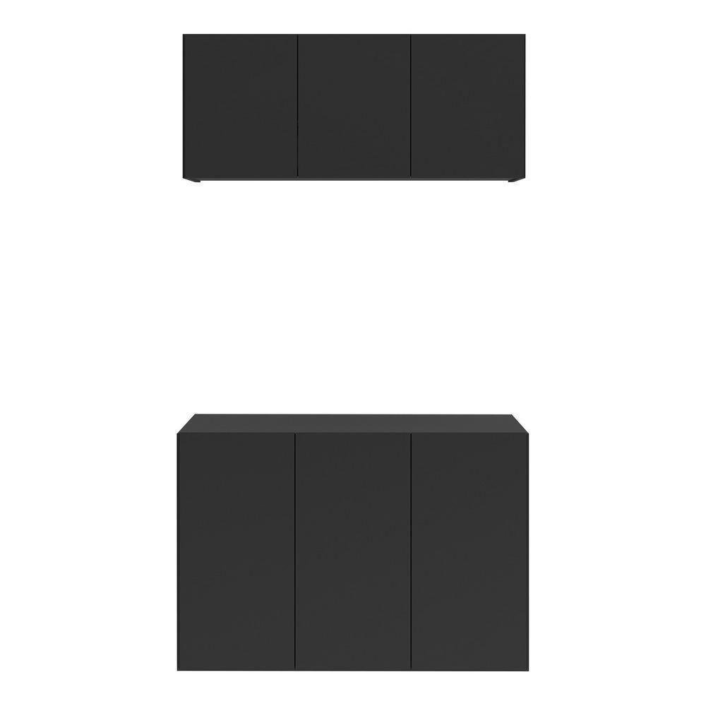 Conjunto Lavanderia Suspenso Multiuso Armário Aéreo E Balcão Mp5049 Preto Preto - 5