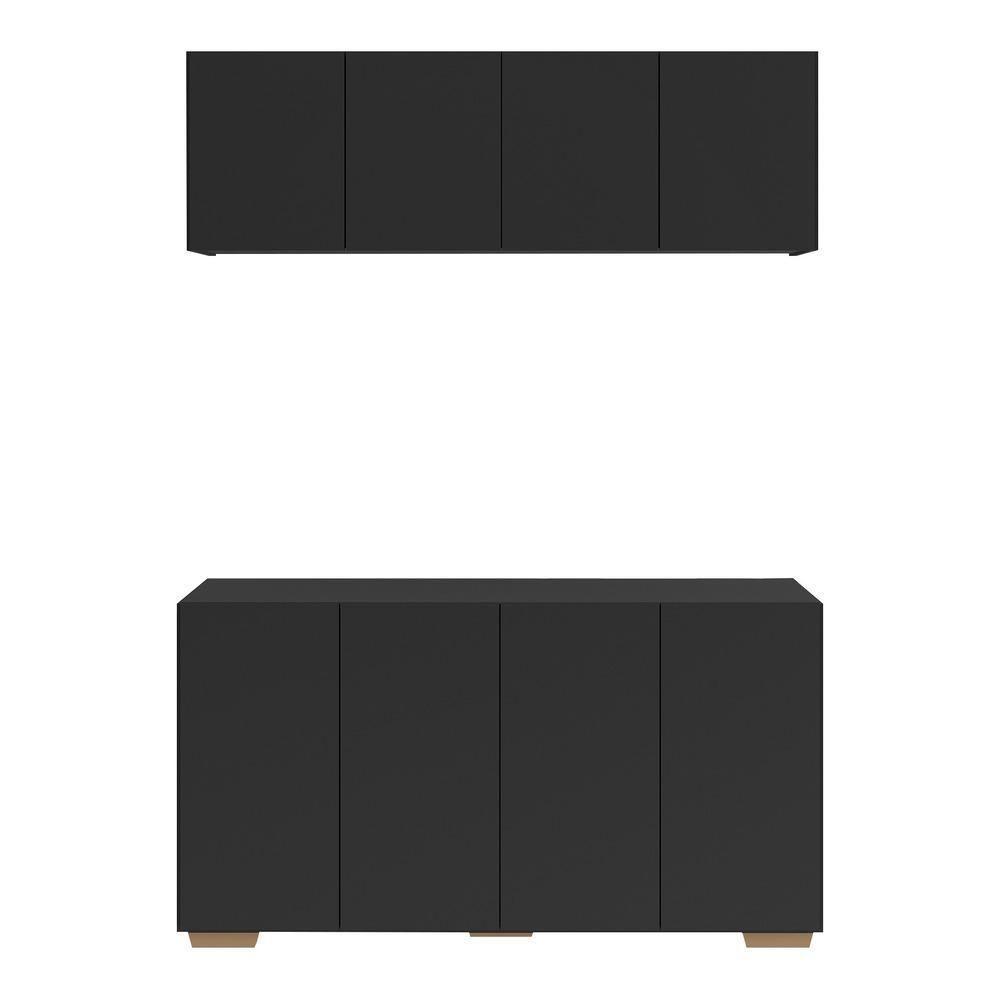 Conjunto Lavanderia Multiuso Armário Aéreo E Balcão Mp5054 Preto natural - 5