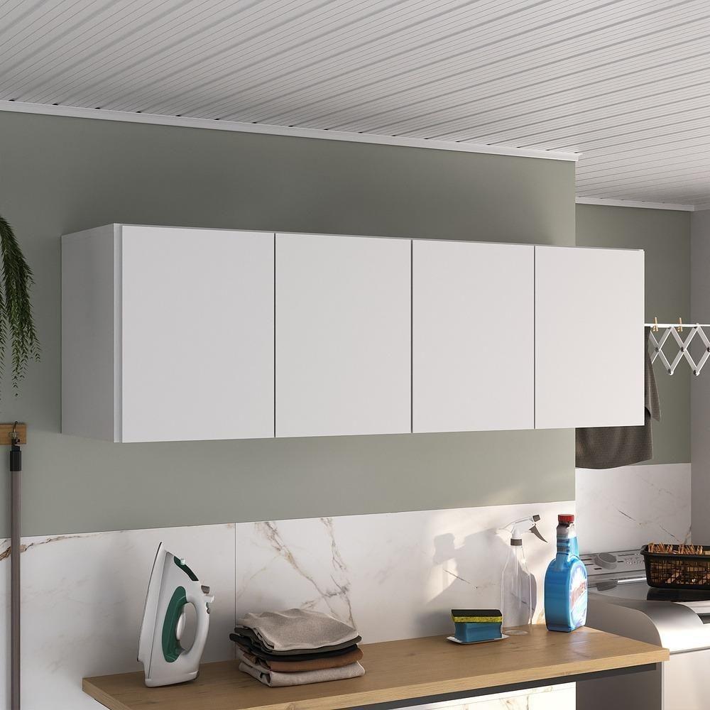 Armário De Lavanderia Aéreo Multiuso Mp5042 Branco Branco - 3