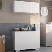 Conjunto Lavanderia Multiuso Armário Aéreo E Balcão Mp5051 Branco Branco - 2