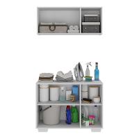 Conjunto Lavanderia Multiuso Armário Aéreo E Balcão Mp5051 Branco Branco - 3