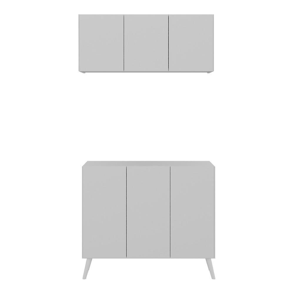 Conjunto Gabinete De Banheiro E Armário Aéreo Retrô Mp5055 Branco Branco - 5