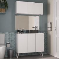 Conjunto Gabinete De Banheiro E Armário Aéreo Retrô Mp5055 Branco Branco - 2