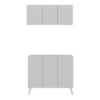 Conjunto Gabinete De Banheiro E Armário Aéreo Retrô Mp5055 Branco Branco - 5