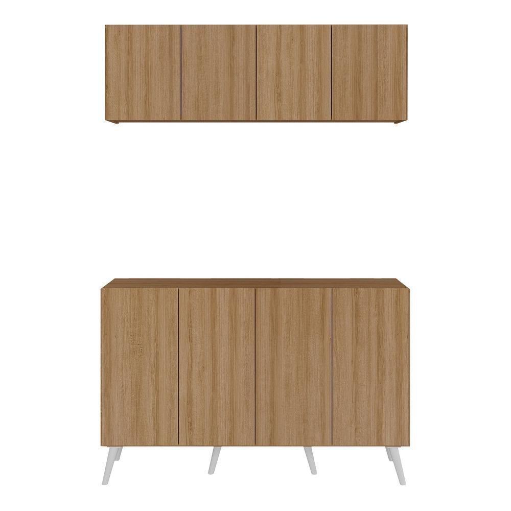 Conjunto Lavanderia Retrô Multiuso Armário Aéreo E Balcão Mp5053 Rustic branco - 5