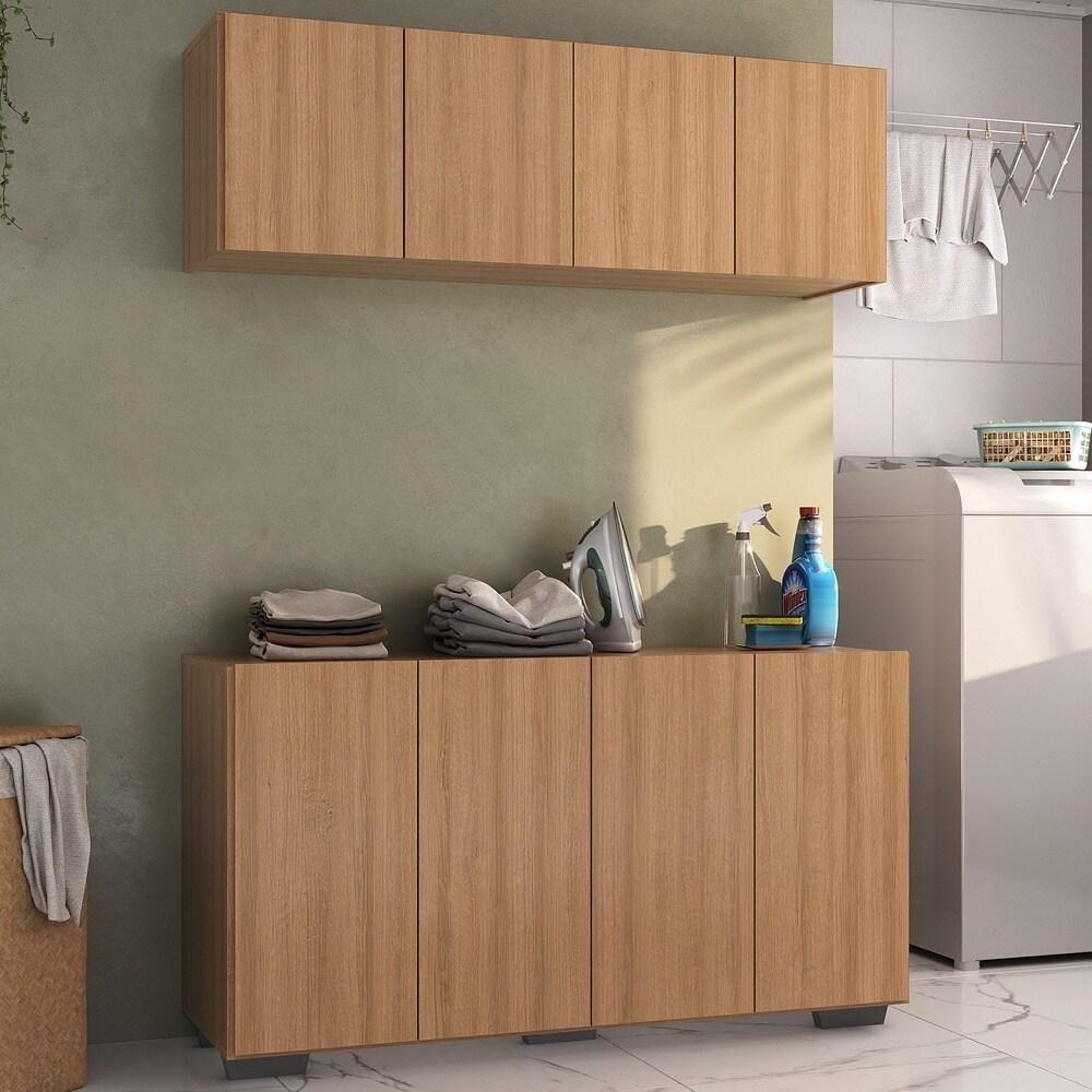 Conjunto Lavanderia Multiuso Armário Aéreo E Balcão Mp5054 Rustic preto - 3