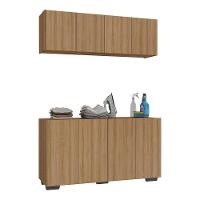 Conjunto Lavanderia Multiuso Armário Aéreo E Balcão Mp5054 Rustic preto - 1