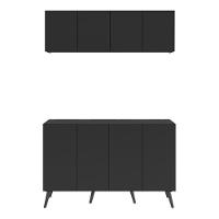 Conjunto Lavanderia Retrô Multiuso Armário Aéreo E Balcão Mp5053 Preto Preto - 2