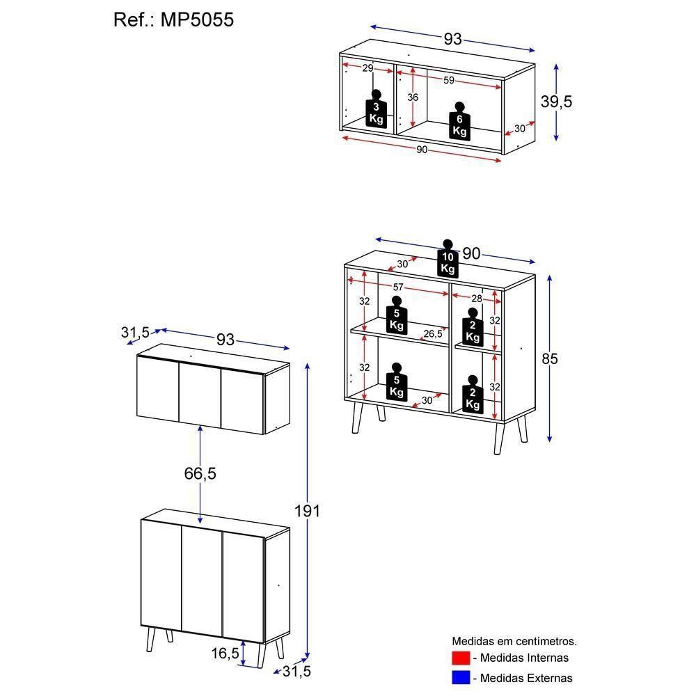 Conjunto Gabinete De Banheiro E Armário Aéreo Retrô Mp5055 Branco preto - 3