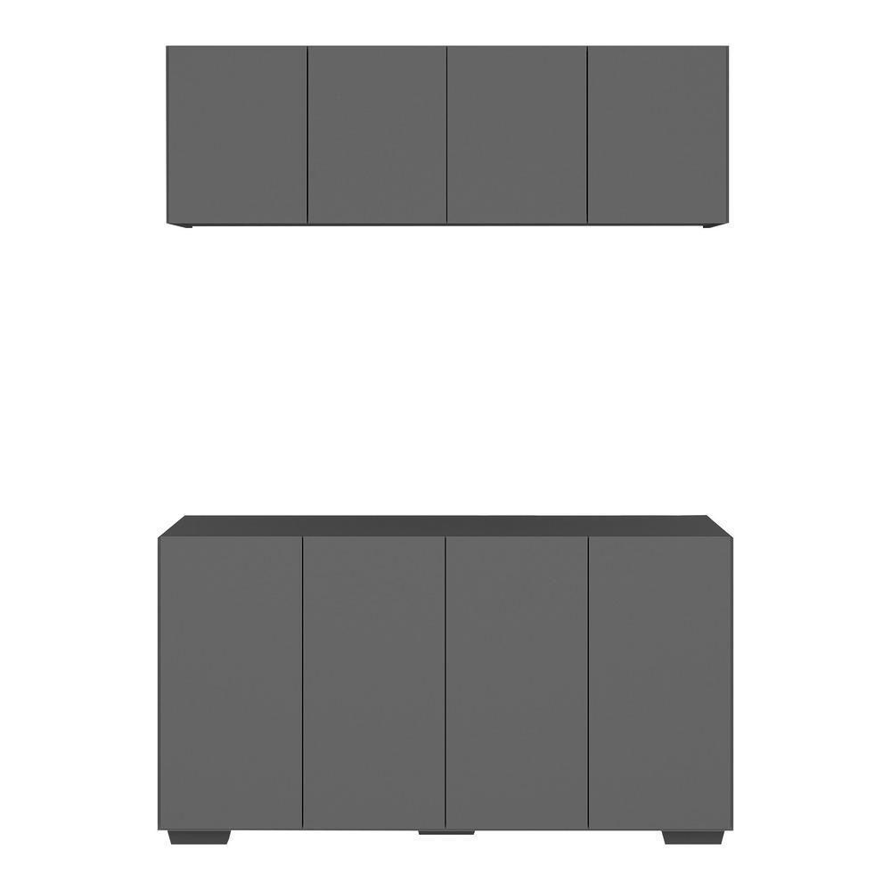 Conjunto Lavanderia Multiuso Armário Aéreo E Balcão Mp5054 Grafite preto - 5