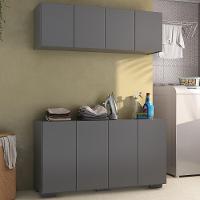 Conjunto Lavanderia Multiuso Armário Aéreo E Balcão Mp5054 Grafite preto - 2