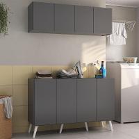 Conjunto Lavanderia Retrô Multiuso Armário Aéreo E Balcão Mp5053 Grafite branco - 5