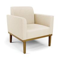 Kit 2 Poltronas Base De Madeira Fixa Castanho Marisa Linho D03 - D'Rossi A19 Bege - 10