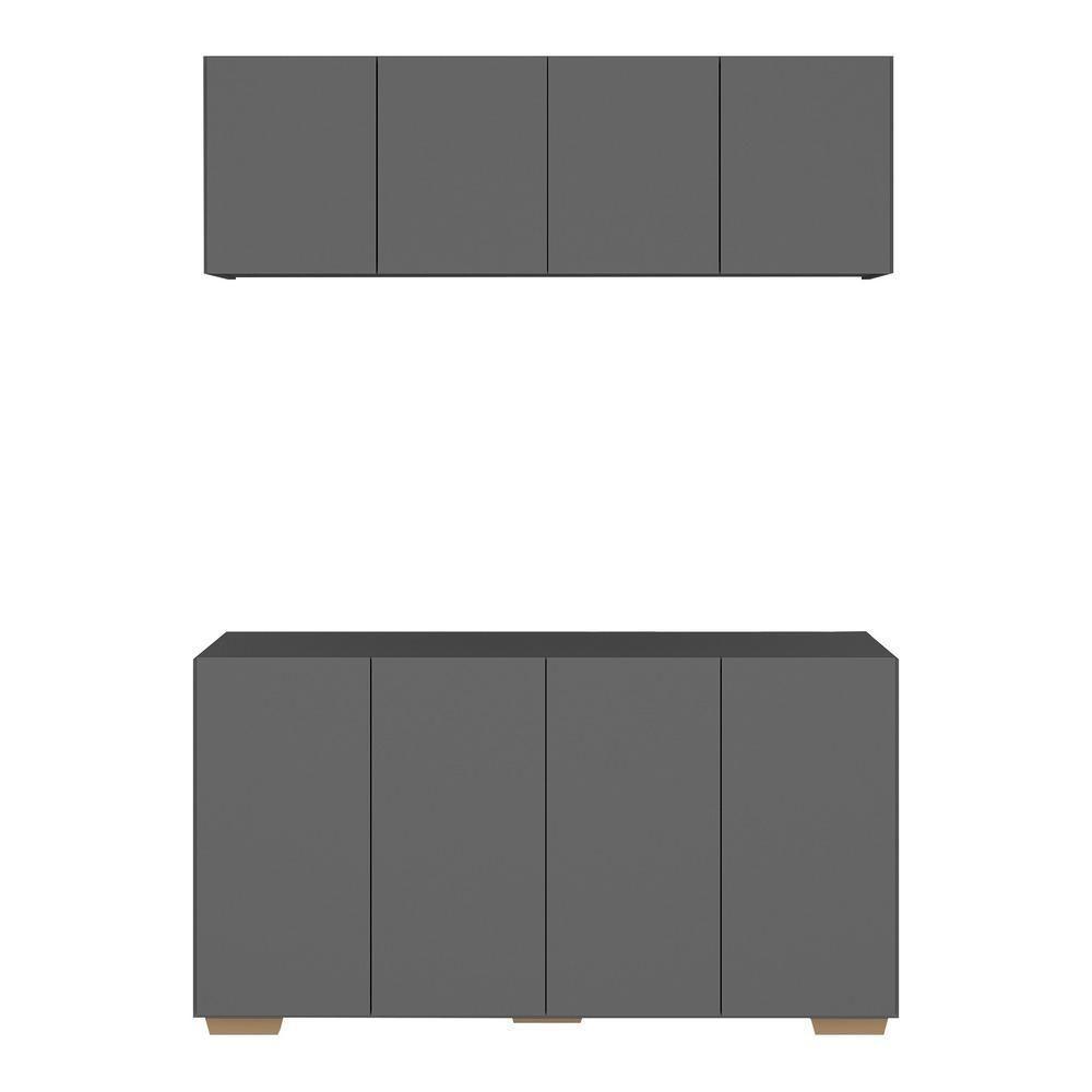 Conjunto Lavanderia Multiuso Armário Aéreo E Balcão Mp5054 Grafite natural - 5