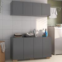 Conjunto Lavanderia Multiuso Armário Aéreo E Balcão Mp5054 Grafite natural - 2