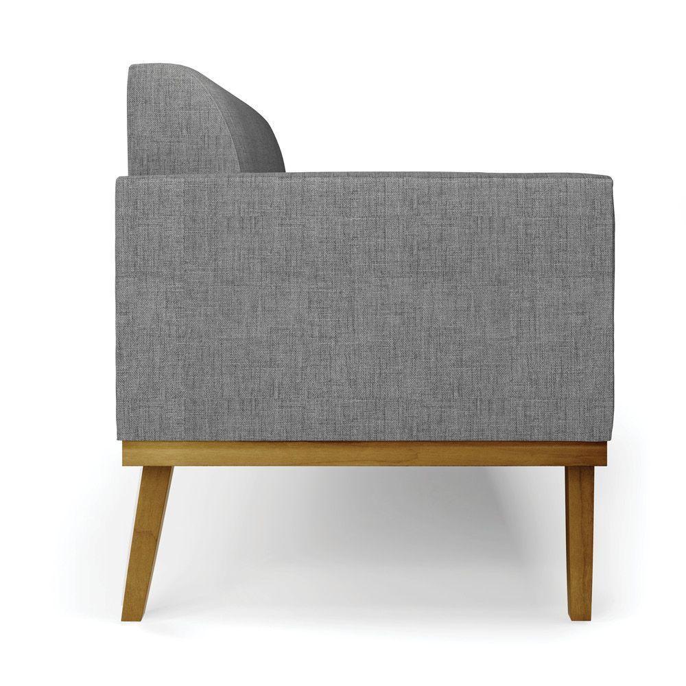 Kit 2 Poltronas Base De Madeira Fixa Castanho Marisa Linho D03 - D'Rossi A26 Grafite - 7