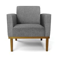 Kit 2 Poltronas Base De Madeira Fixa Castanho Marisa Linho D03 - D'Rossi A26 Grafite - 3