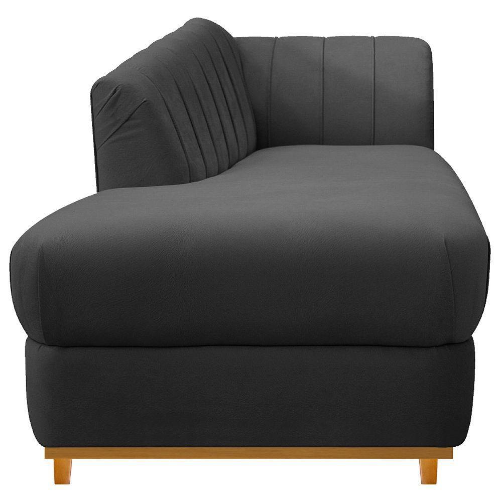 Kit Diva Recamier Vanessa 185cm Lado Esquerdo E 01 Poltrona Laura Linho Cor Cinza Escuro - 5