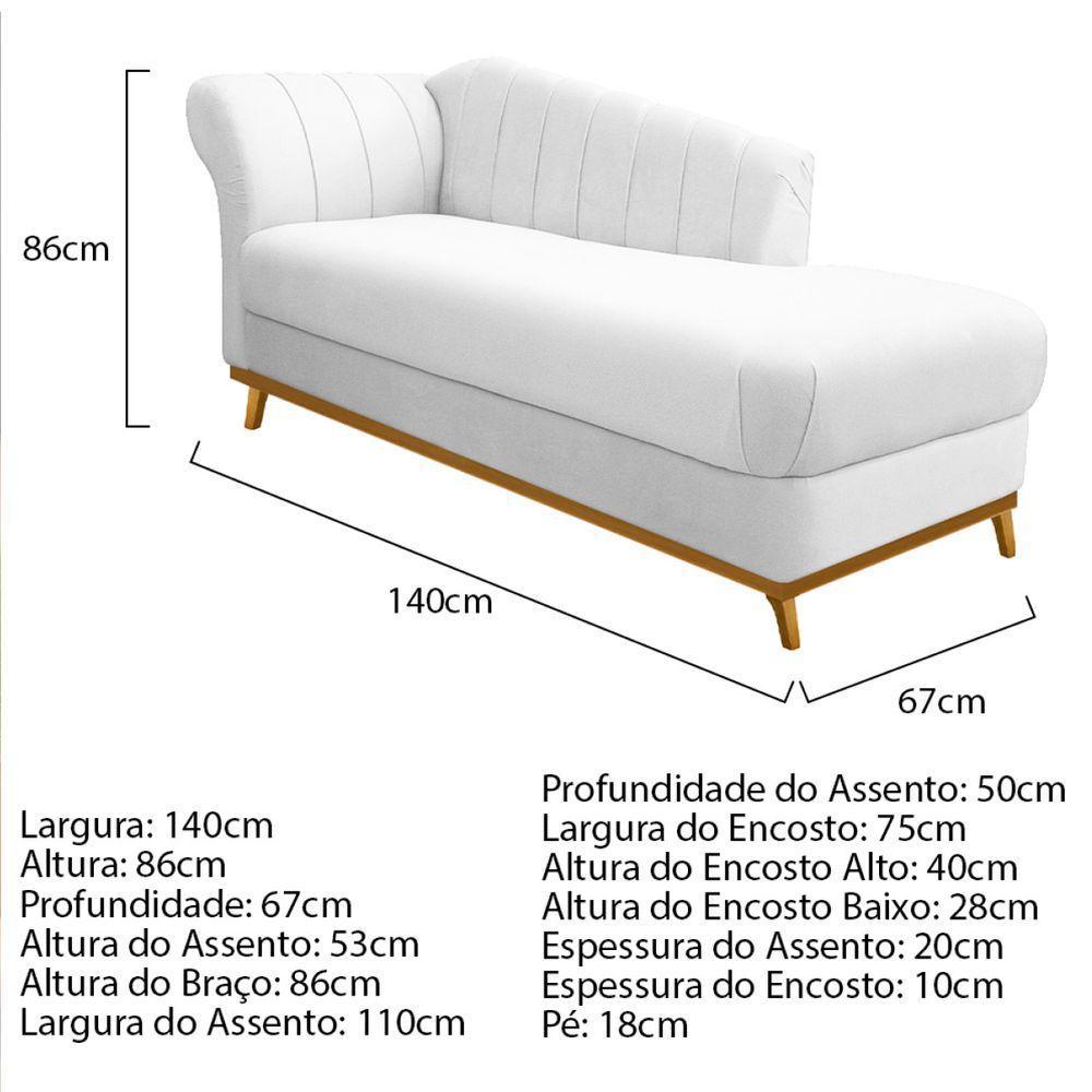 Kit Diva Recamier Vanessa 140cm Lado Direito E 01 Poltrona Laura Suede Cor Branco - 5