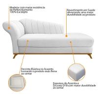 Kit Diva Recamier Vanessa 140cm Lado Direito E 01 Poltrona Laura Suede Cor Branco