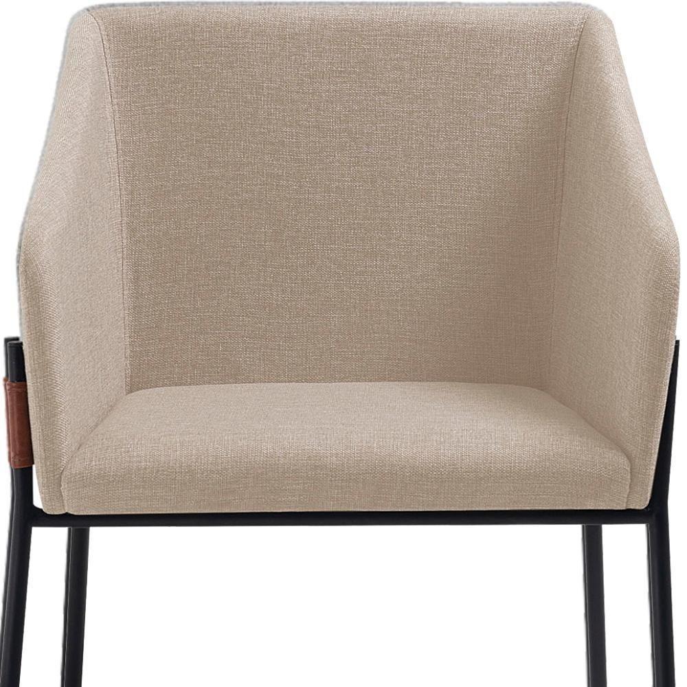 Kit 2 Poltronas Decorativas Base Aço Preto 7042 Linho Bege Dmobiliario Bege - 4