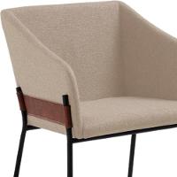 Kit 2 Poltronas Decorativas Base Aço Preto 7042 Linho Bege Dmobiliario Bege - 5