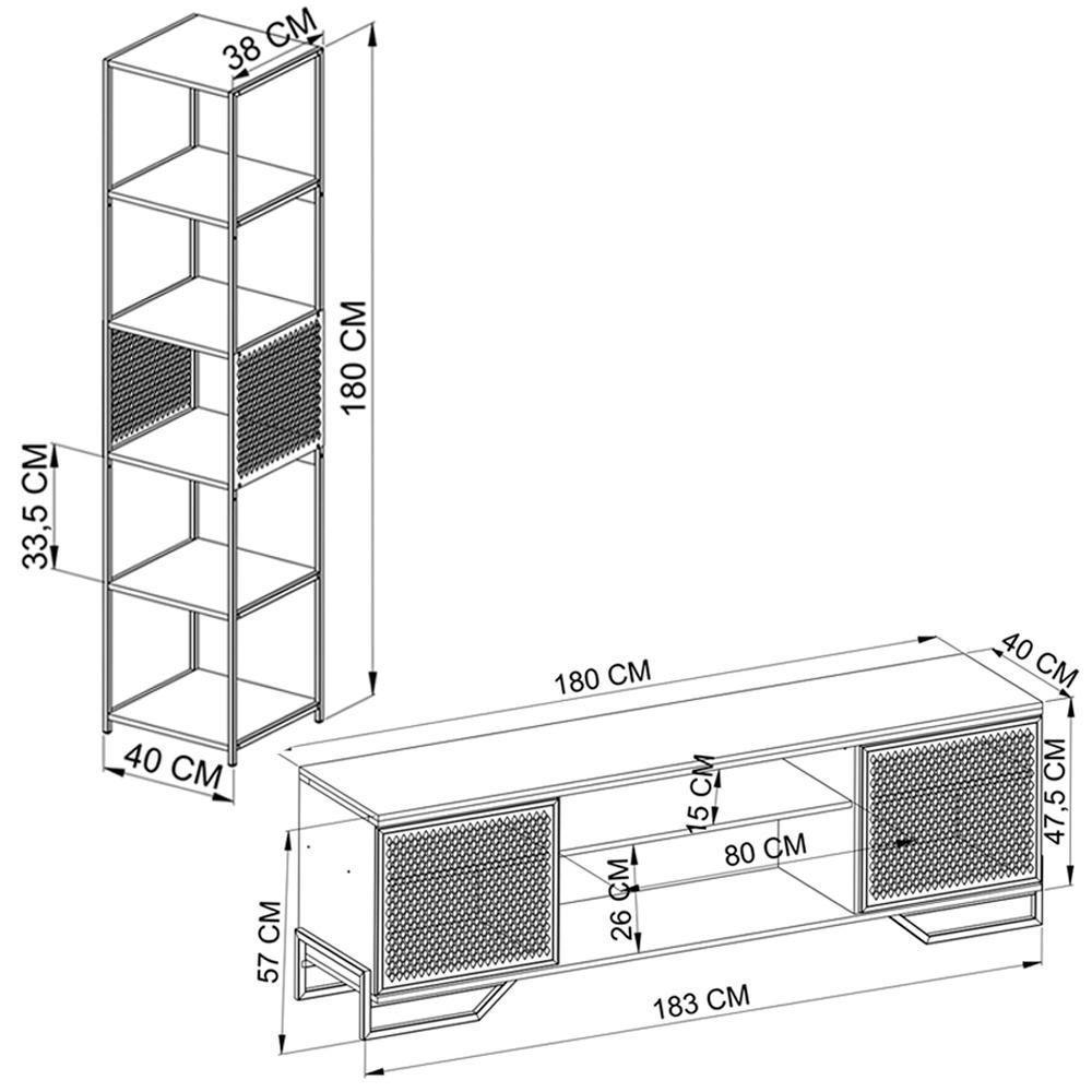 Rack 180 Cm 2 Pt Estante Prateleira Industrial 27x23 Mell Preto Pp Mell Preto - 9