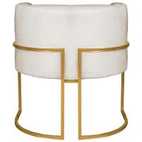 Poltrona Decorativa Luna Base De Ferro Dourado Linho Cor Bege