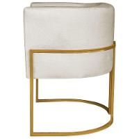 Poltrona Decorativa Luna Base De Ferro Dourado Linho Cor Bege - 6