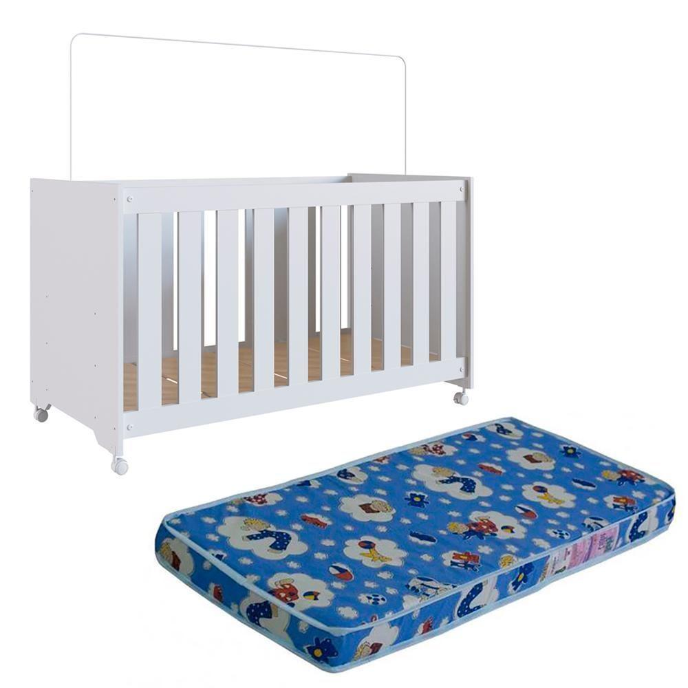 Berço Com Colchao E Rodizios La012 Branco Comm Branco - 1