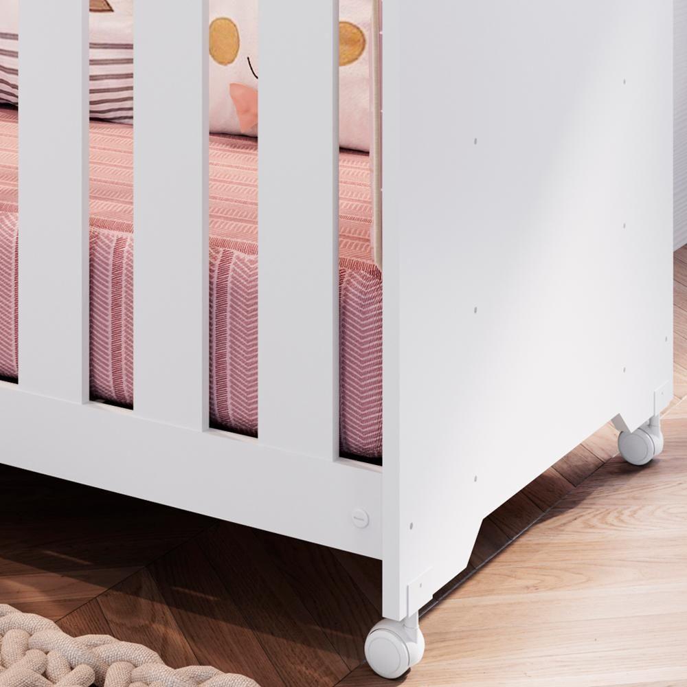 Berço Com Colchao E Rodizios La012 Branco Comm Branco - 3