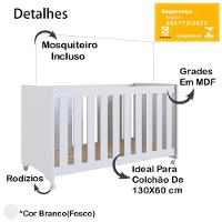 Berço Com Colchao E Rodizios La012 Branco Comm Branco - 10