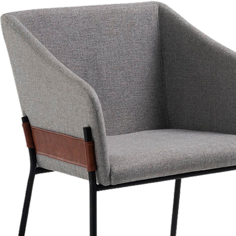 Kit 2 Poltronas Decorativas Base Aço Preto 7042 Linho Cinza Dmobiliario Cinza - 3