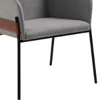 Kit 2 Poltronas Decorativas Base Aço Preto 7042 Linho Cinza Dmobiliario Cinza - 5