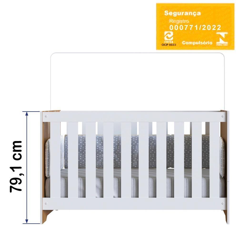 Berço Mini Cama 3x1 Com Colchao La013 Nogal Manchester Branco Comm Nogal Manchester Branco - 5