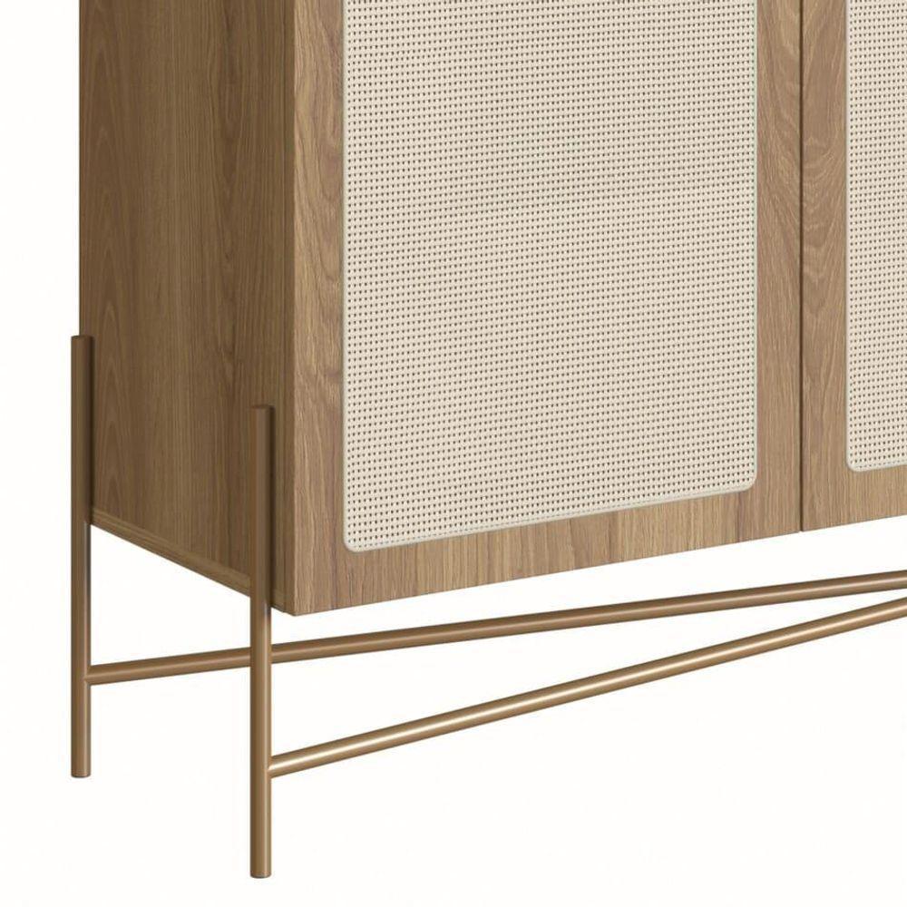 Balcão Buffet 3 Portas 2 Gavetas Palhinha Pé Metal Oslo - 3