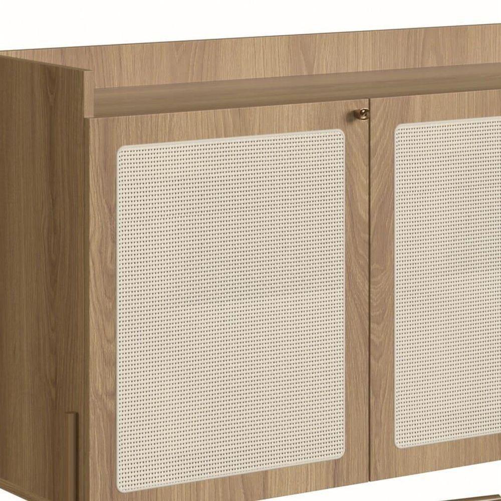 Balcão Buffet 3 Portas 2 Gavetas Palhinha Pé Metal Oslo - 7