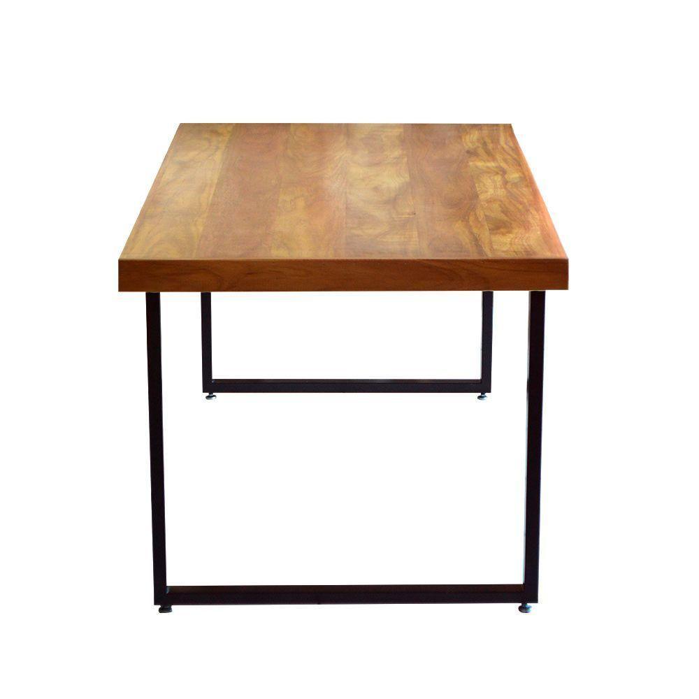 Mesa Industrial Bernardo Madeira Maciça C- Ferragem Preta 2,20m Marrom - 4