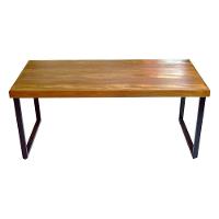 Mesa Industrial Bernardo Madeira Maciça C- Ferragem Preta 2,20m Marrom - 1