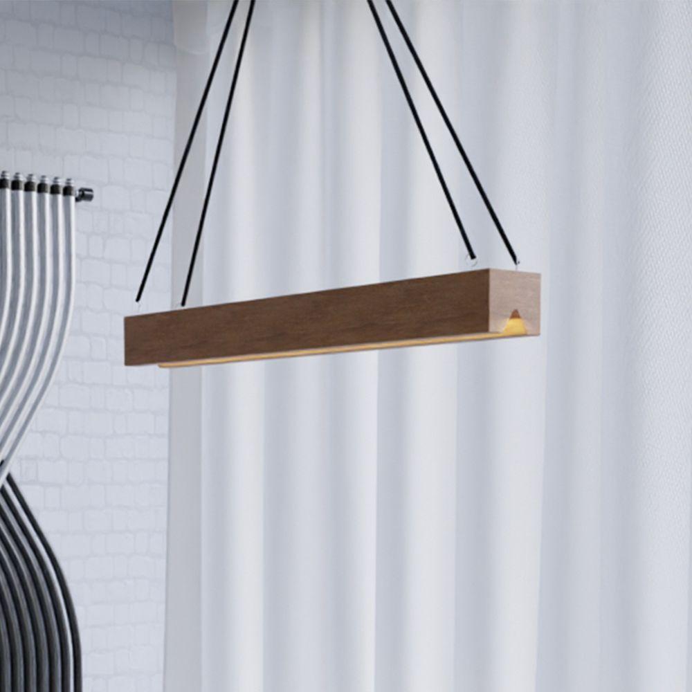 Lustre Provença 1,30m Em Madeira Maciça Marrom - 1