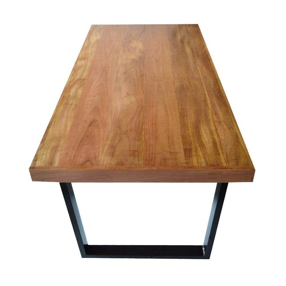 Mesa Industrial Lanna Madeira Maciça C- Ferragem Preta 2,00m Marrom - 6