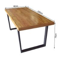 Mesa Industrial Lanna Madeira Maciça C- Ferragem Preta 2,00m Marrom - 6
