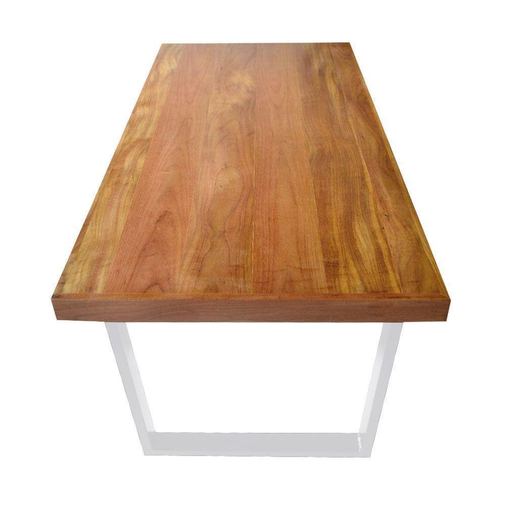 Mesa Industrial Lanna Madeira Maciça C- Ferragem Branca 2,20m Marrom - 4