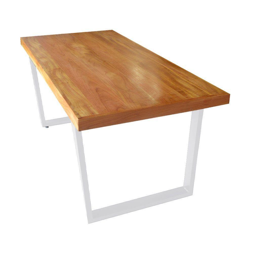 Mesa Industrial Lanna Madeira Maciça C- Ferragem Branca 2,20m Marrom - 5