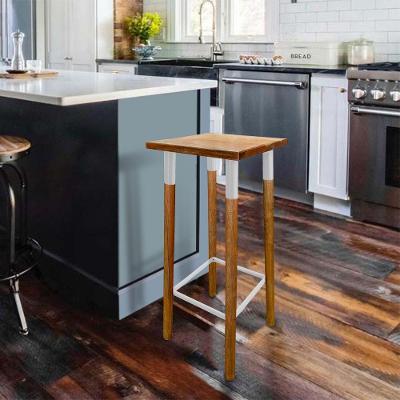 Banqueta Bistro Industrial Colors Ferro E Madeira Maciça - Branca Branco