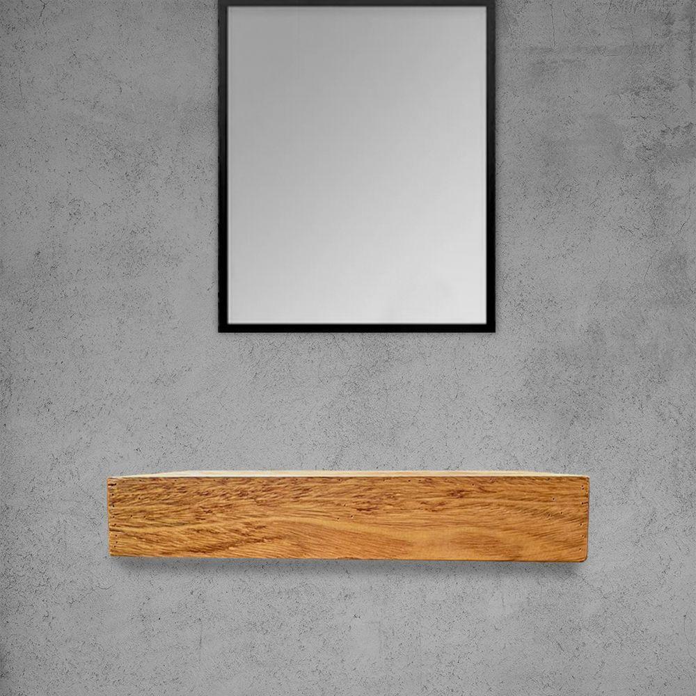 Bancada Madeira Maciça Banheiro Lavabo Estilo Industrial 1,0 M X 40 Cm Marrom - 1